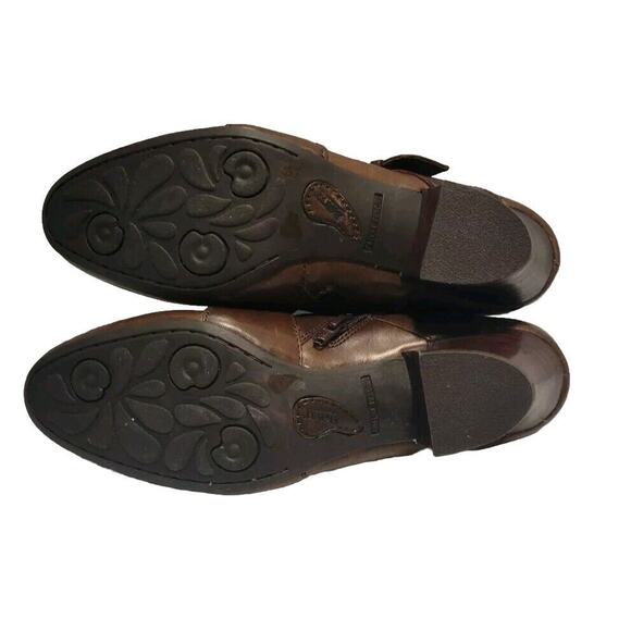 Born Dark Brown Women's Criss Cross Strap Buckle Zip Leather Ankle Boots Size 9 - Picture 5 of 5